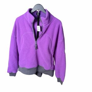 FP Movement Hit The Slopes Fleece 3/4 Zip Pullover Logo red violet Combo Small